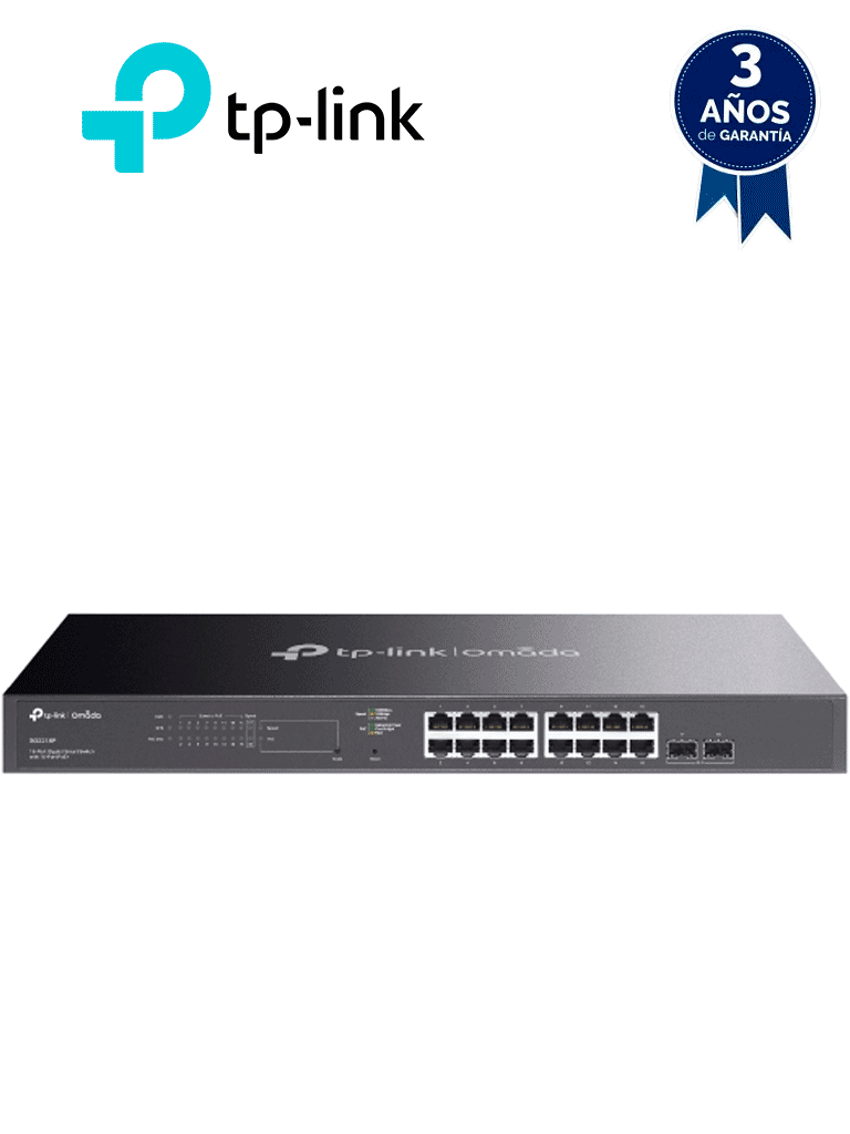 Imagen de TP-LINK TL-SG2218P - Switch inteligente de 16 puertos POE+ Gigabit JetStram , 2 puertos SFP , POE  802.3at/af , 150W totales , Gestión centralizada con OMADA , soporta QoS L2/L3/L4 y snooping IGMP , IPV6 , ACL , DHCP Snooping, 802.1X.