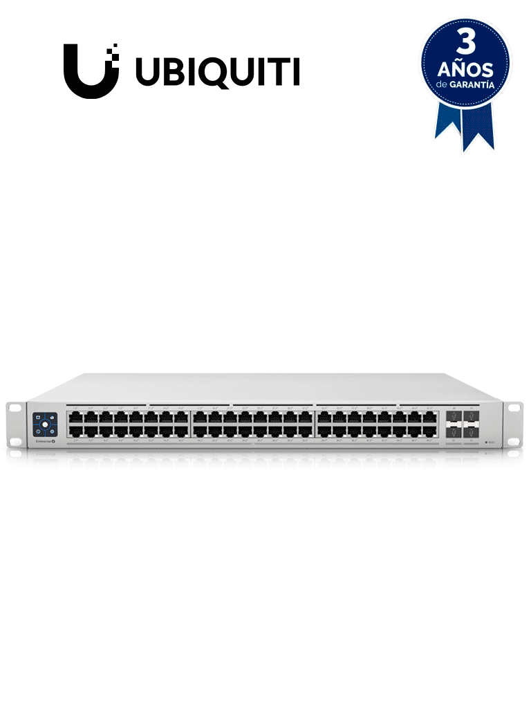 Imagen de UBIQUITI USW-ENTERPRISE-48-POE - UniFi Switch Enterprise administrable capa 3, 48 puertos 2.5GbE RJ45 POE+, 4 puertos 10G SFP+, 720W, con pantalla táctil de 1.3" ,  DHCP , DHCP Relay , Inter VLAN Routing.
