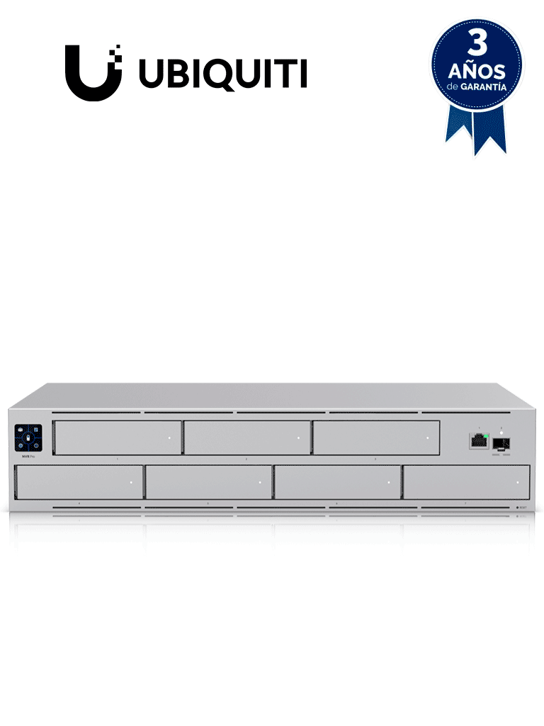 Imagen de UBIQUITI UNVR-PRO - NVR UniFi Protect , 7 bahías de disco duro de 2,5 "/ 3,5" de 8TB c/u , almacena hasta 20 cámaras 4k o 60 cámaras 1080p , pantalla táctil , 1 puerto 10G SFP+ , 1 puerto GbE RJ45 , Configuración automatizada de RAID 1, 5 o 10 HDD.