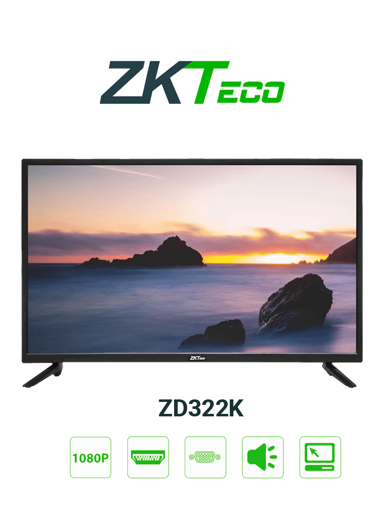 Imagen de ZKTECO ZD322K - Pantalla LED FHD Profesional de 32 pulgadas / Resolución 1920 x 1080 / 1 Entrada de video HDMI y 1 VGA / Altavoces Incorporados / Ángulo de Visión Horizontal 170° /  Detección Automática de Señal