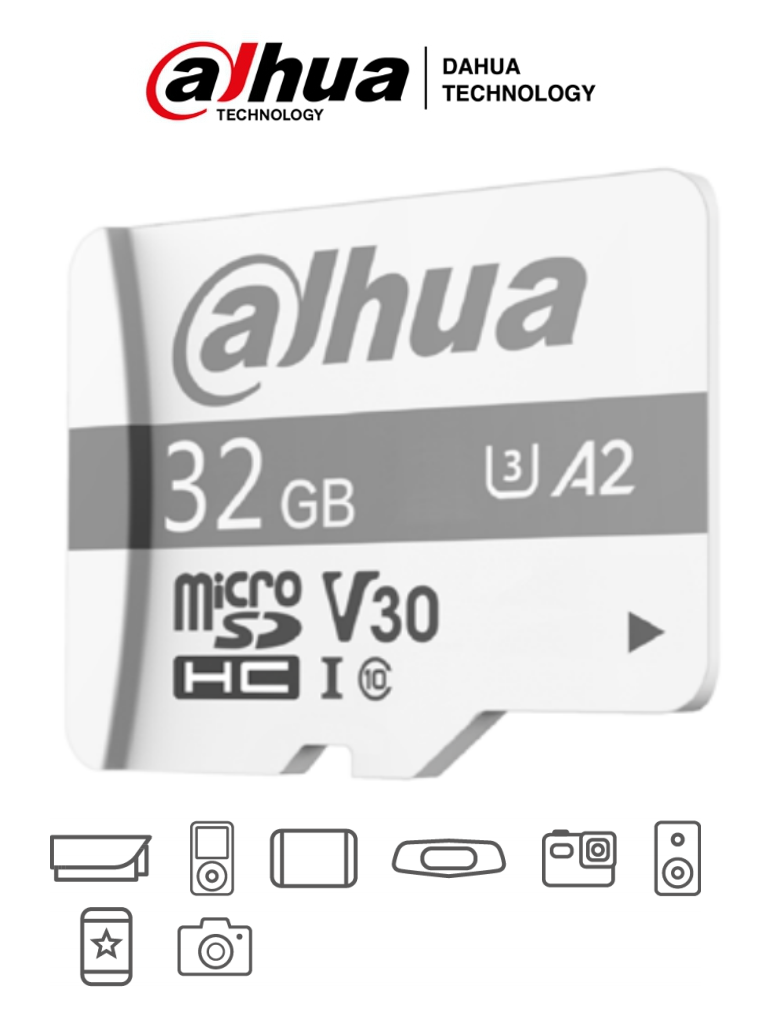 Imagen de DAHUA TF-P100/32 GB - Dahua Memoria Micro SD de 32 GB UHS-I/ C10/U3/V30/A2/ Velocidad de Lectura 100 MB/s/ Velocidad de Escritura de 38 MB/s/ Especializada para Videovigilancia/