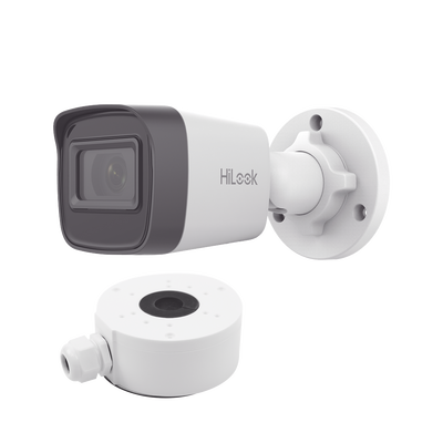 HiLook Series / Bala IP 4 Megapixel / 30 mts IR / Exterior IP67 / PoE / dWDR / Lente 2.8 mm + Caja de conexión DS-1280ZJ-XS