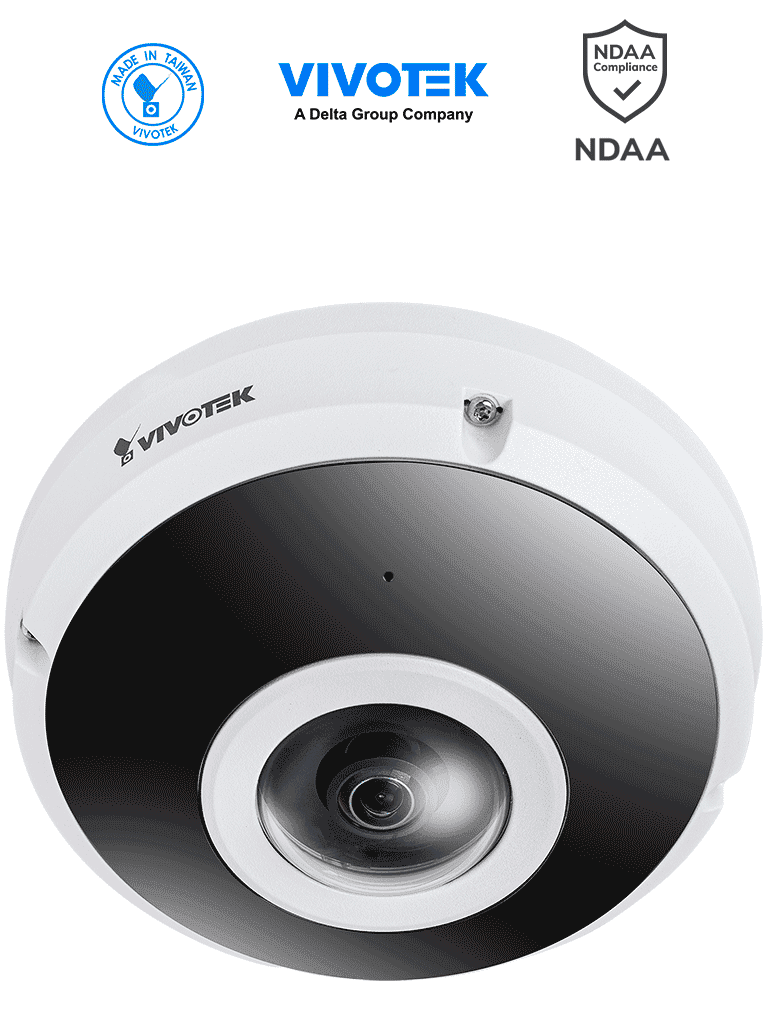 Imagen de VIVOTEK FE9380HV - Cámara IP fisheye exterior 5 MP, H.265, panorámica 360º, Smart IR 10m, WDR Pro, micrófono integrado, IP66/IK10, ciberseguridad Trend Micro, Smart Stream III, visión SNV, NDAA, ONVIF