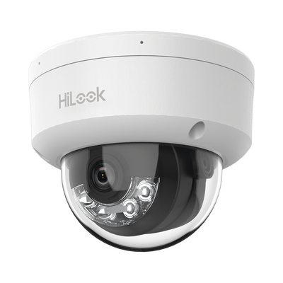 [Dual Light] Domo IP de 2 Megapixel (1080p) / Lente 2.8 mm / 20 mts IR + 15 mts Luz Blanca / Micrófono Integrado / ACUSENSE Lite / Uso en interior / PoE / dWDR / H.265+ / ONVIF