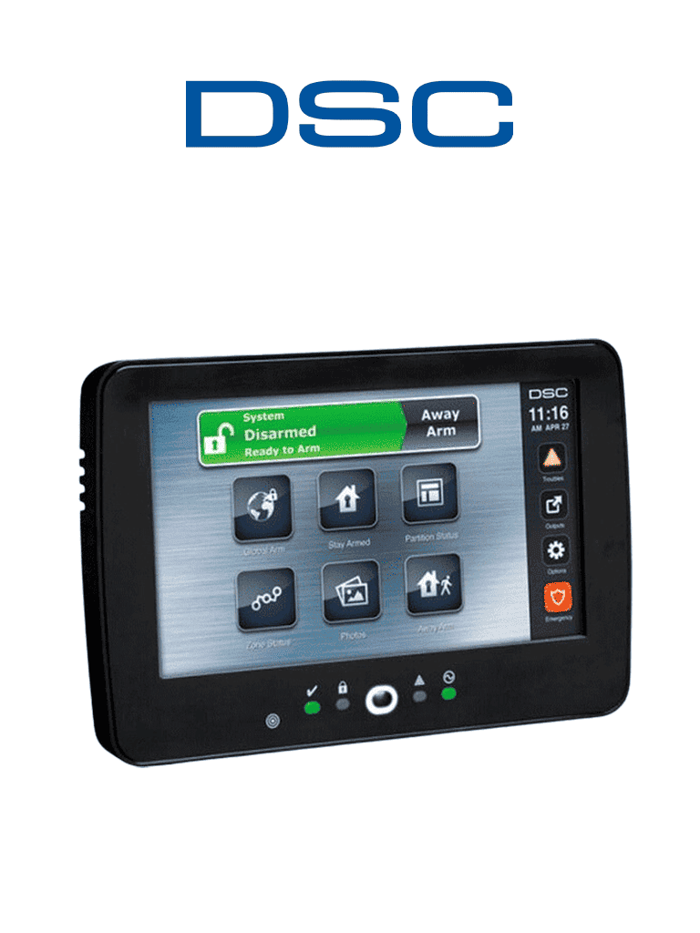 Imagen de DSC HS2TCHPBLK N - Teclado Cableado de Pantalla Táctil negro de 7’’ con Lector de Proximidad admite 128 zonas compatible con NEO