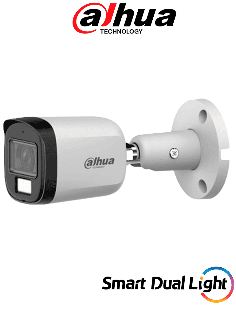 Imagen de DAHUA DH-HAC-B2A51N-U-IL-A- Cámara Bullet 5 Megapixeles/ Lente 2.8 mm Apertura Hasta 106°/ Iluminación Dual Inteligente/ Iluminación Hasta 30Mts IR + 20Mts Luz Calida/ Micrófono Incorporado/ Metal/ Para Exterior IP67