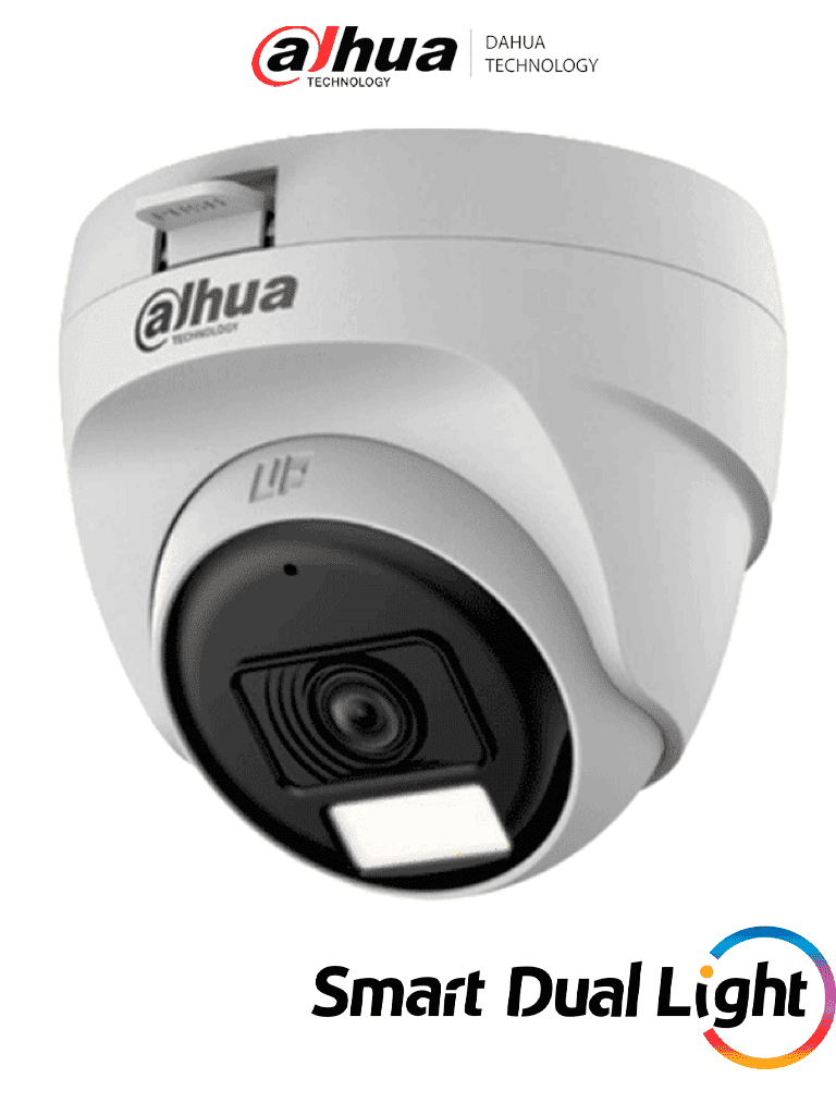 Imagen de DAHUA HAC-T1A21N-U-IL-A - Cámara Domo de 2 Megapíxeles/ Lente de 2.8 mm Apertura Hasta 100°/ Iluminación Dual Inteligente Hasta 25Mts con IR & 20Mts Luz Calida/ Micrófono Integrado/ Policarbonato/