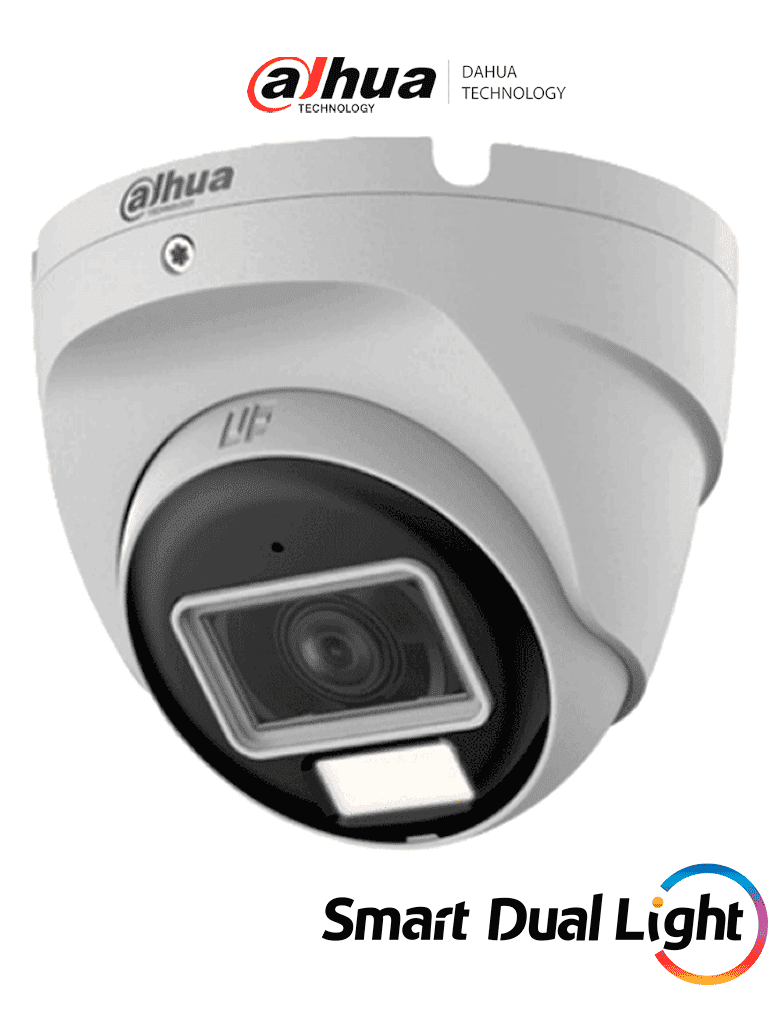 Imagen de DAHUA HAC-T2A21N-U-IL-A- Cámara Domo de 2 Megapixeles/ Lente de 2.8 mm con Apertura Hasta 100°/ Iluminación Inteligente Hasta 30Mts con IR + 20Mts Luz Calida/ Con Micrófono Incorporado/ Para Exterior IP67/ Metal
