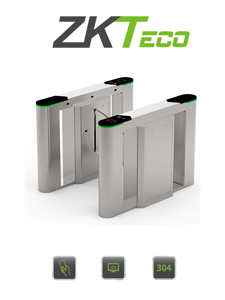 Imagen de ZKTECO FBL6000PRO - Barrera Peatonal Tipo Flap Bidirecc. / 2 Chasis Acero SUS304 / Aletas de Acrílico / Infrarrojos / Carril 60 cm / 110V / 30 Personas x Min / 5 millones de Ciclos / Exterior Protegido / No cuenta con Lectores y Panel