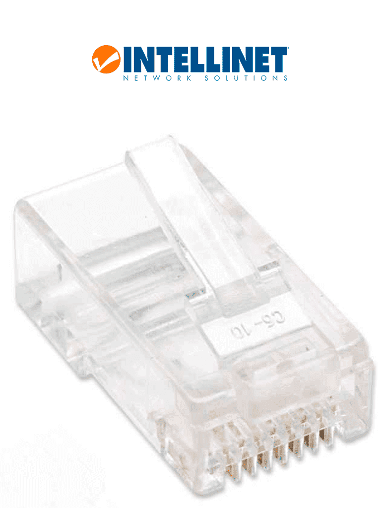 Imagen de INTELLINET 790055 - Plug RJ45 Cat5e, sólido UTP, bote de 80 piezas, oro 50 micras PRO, para cable sólido (sobre pedido)