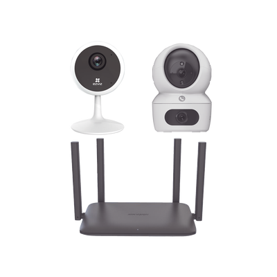 Kit de cámaras WiFi Para Uso en Interior / Incluye 1 pieza CS-H7C / 1 pieza CS-C1C / 1 Pieza de Router DS-3WR15X / Detección de Movimiento / Audio Bidireccional / 4 Puertos 1000 Mbps / Visión nocturna a color