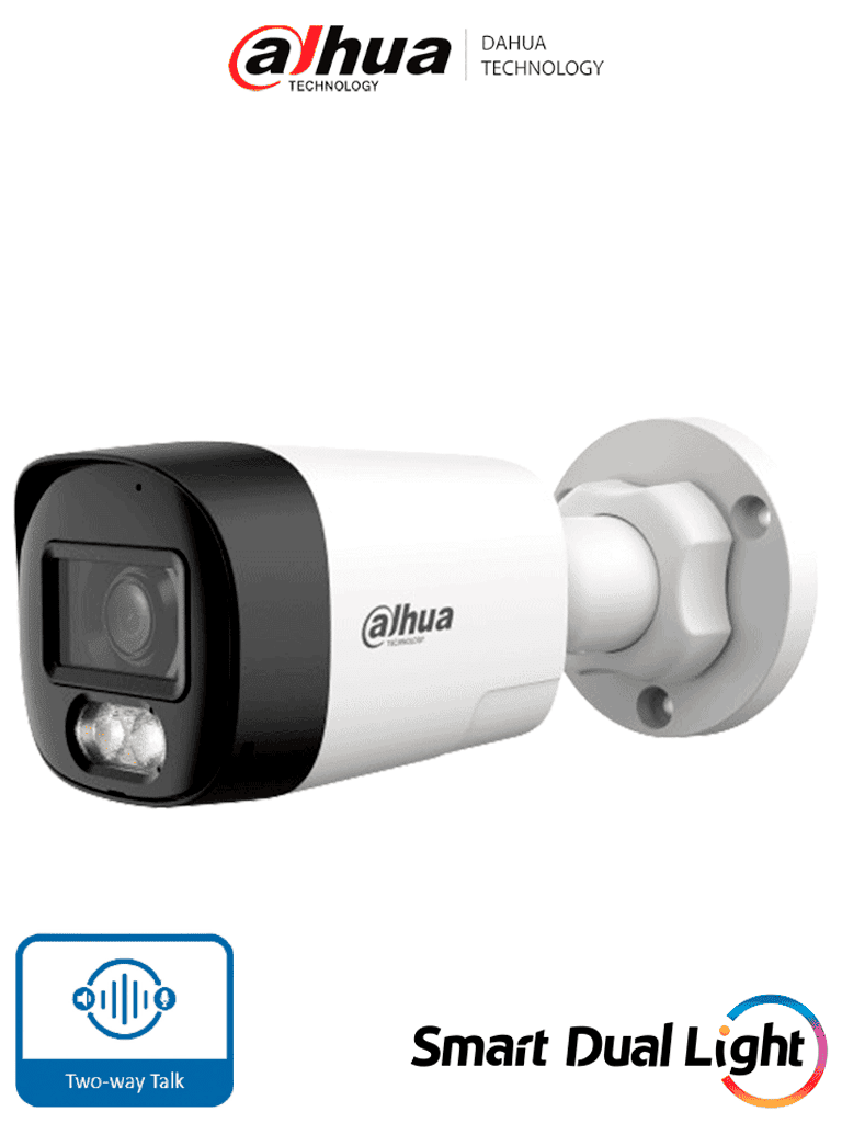 Imagen de DAHUA DH-HAC-HFW1200RL-IL-T - Camara Bullet de 2 Megapixeles/ Audio Bidireccional/ Iluminación Dual Inteligente Hasta 30m/ Lente de 2.8mm Apertura de 111°/ Plástico/