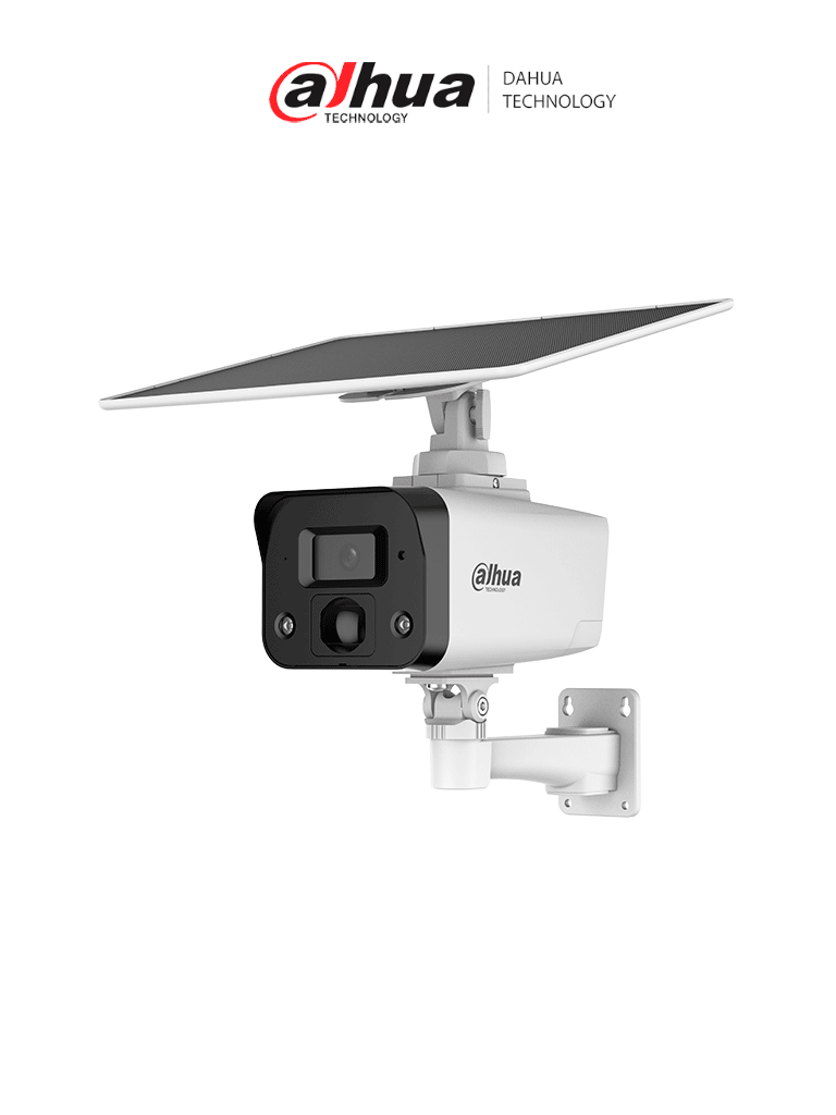 Imagen de DAHUA IPC-HFW2441DG-4G-SP-B Cámara IP bullet 4G 4MP/panel solar/Batería/ SMD/ Sirena y luz de disuasión activa/Audio bidireccional/ Iluminador dual inteligente/IR 50 m/ luz cálida 30m/ Modo AOV (vídeo siempre activo)/ Ranura para Micro SD/ IP67/