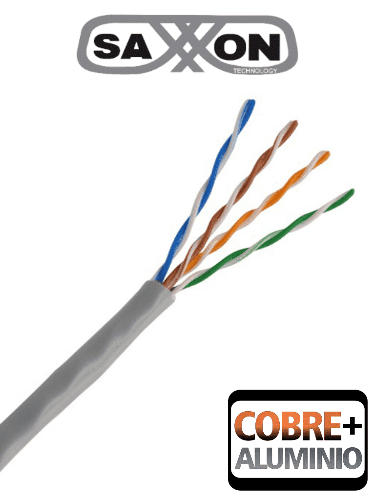 Imagen de SAXXON OUTP5ECCA305G - Bobina de Cable UTP Cat5e/ 305 Metros/ CCA/ Color Gris/ Uso Interior/ Cert ISO9001/ UL 444/ RoSH/ ANSI/ TIA/ EI-568B