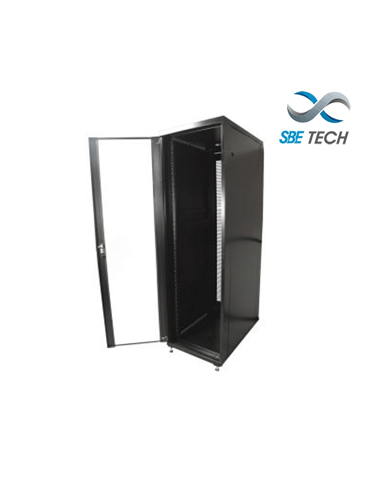 Imagen de SBE TECH SBE-GNL42URPC  Gabinete de piso  / 42UR de alto (7 pies)  de NUEVA LINEA / 600 mm de ancho / 800 mm de profundidad/ puerta delantera de cristal / 2puertas traseras ventiladas con chapa de seguridad