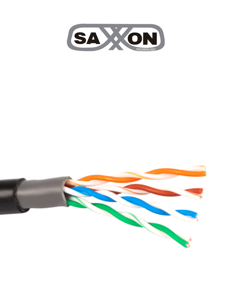 Imagen de SAXXON OUTP5ECCAEXT - Cable UTP CCA, categoría 5E, color negro, 305 metros para exterior, con 4 pares y doble forro