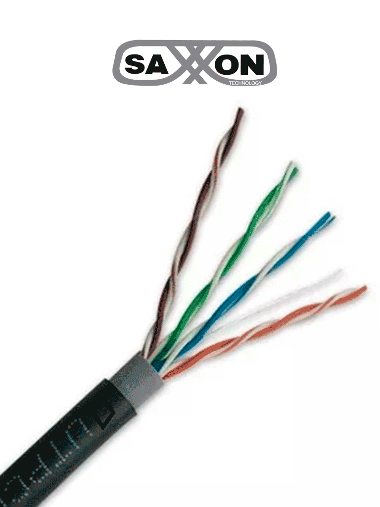 Imagen de SAXXON OUTPCAT5ECOPEXT100 - Bobina de 100 Metros de Cable UTP Cat5e 100% Cobre/ Exterior con Doble Forro/ Color Negro/ Ideal para Cableado de Redes de Datos y Video/