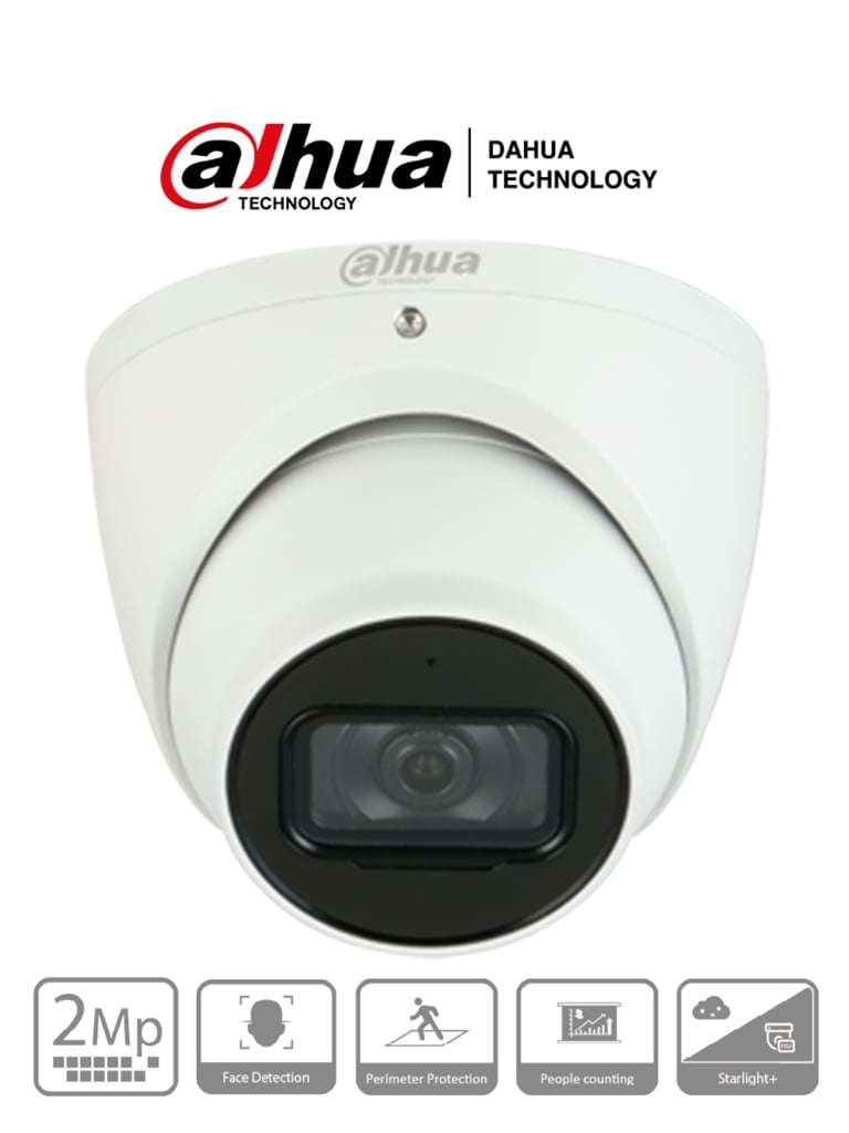 Imagen de DAHUA IPC-HDW5241TMN-ASE-0280B - Cámara IP Domo Resolución de 2 MP/ Lente 2.8 mm/ ∢ 106°/ IR 50 mts/ IA WizMind/ Detección Facial/ Protección Perimetral/ Conteo de Personas/ Starlight/ PoE/ WDR/ H.265/ IP67/ Micrófono/