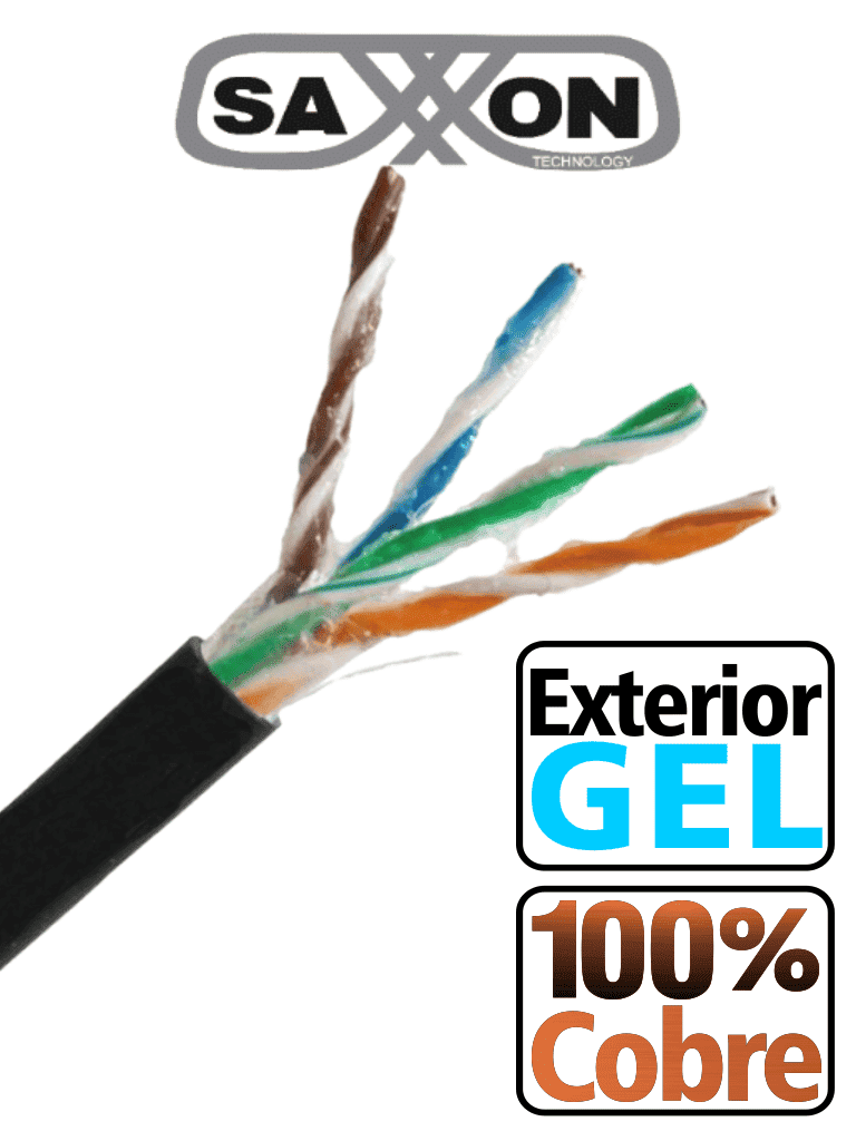 Imagen de SAXXON OUTPCAT5EGCOPEXT - Bobina de Cable UTP Cat5e 100% Cobre con Gel/ 305 Metros/ Uso Exterior/ Color Negro/ Ideal para Cableado de Redes y Video/