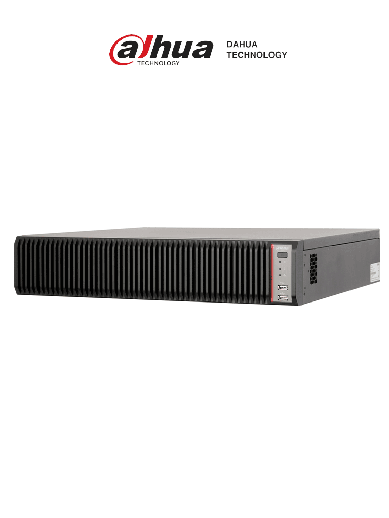Imagen de DAHUA DHI-IVSS7108-1I - Servidor de video con IA, maneja 128 canales IP y hasta 40 canales de reconocimiento facial. Incluye 8 bahías de HDD con RAID 0/1/5/6/10/50/60, protección perimetral, y 16 entradas y 8 salidas de alarma.