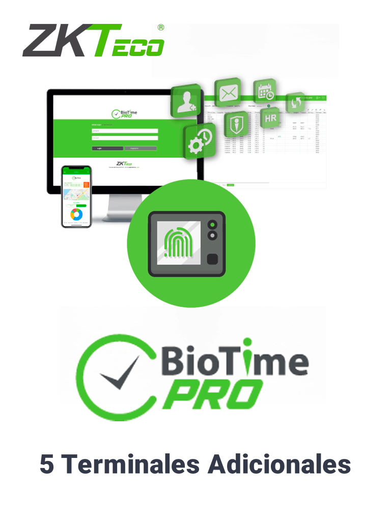 Imagen de ZKTECO BIOTIMEPROADDDEV- Licencia Vitalicia para Agregar 5 Terminales Adicionales / Se requiera una licencia base para su activación