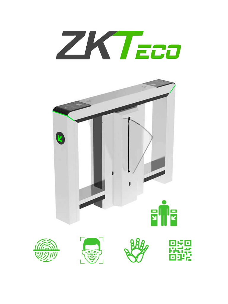 Imagen de ZKTECO MARSF1200 - Barrera Peatonal Tipo Flap Bidireccional / Acero inoxidable SUS304 / Protección IP34 / 110V / 30 x min / 40 cm x carril / Exterior Protegido / 3 millones de ciclos / Aleta de Acrílico / No cuenta con Lectores y Panel