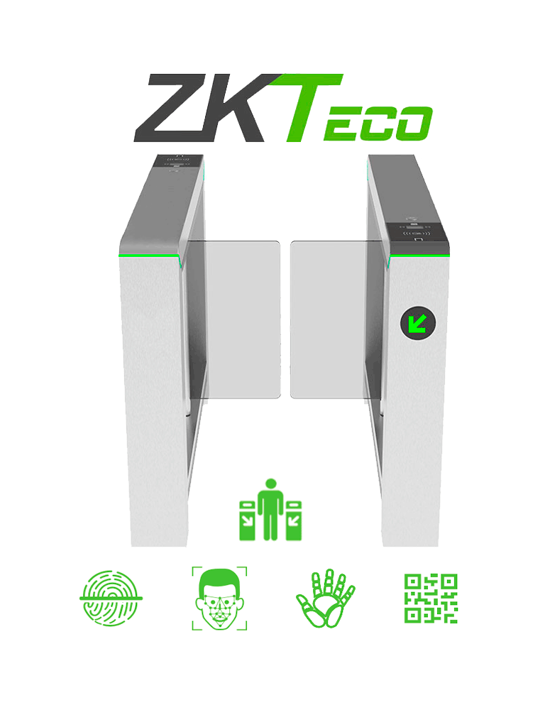 Imagen de ZKTECO MARSB1000 - Barrera Peatonal Tipo Swing Bidirecc. / 2 Chasis Acero SUS304/ / Motor Brushless / 110V / 25 x Min / Carril 65 cm / Exterior Protegido / 5 millones de Ciclos / No cuenta con Lectores y Panel