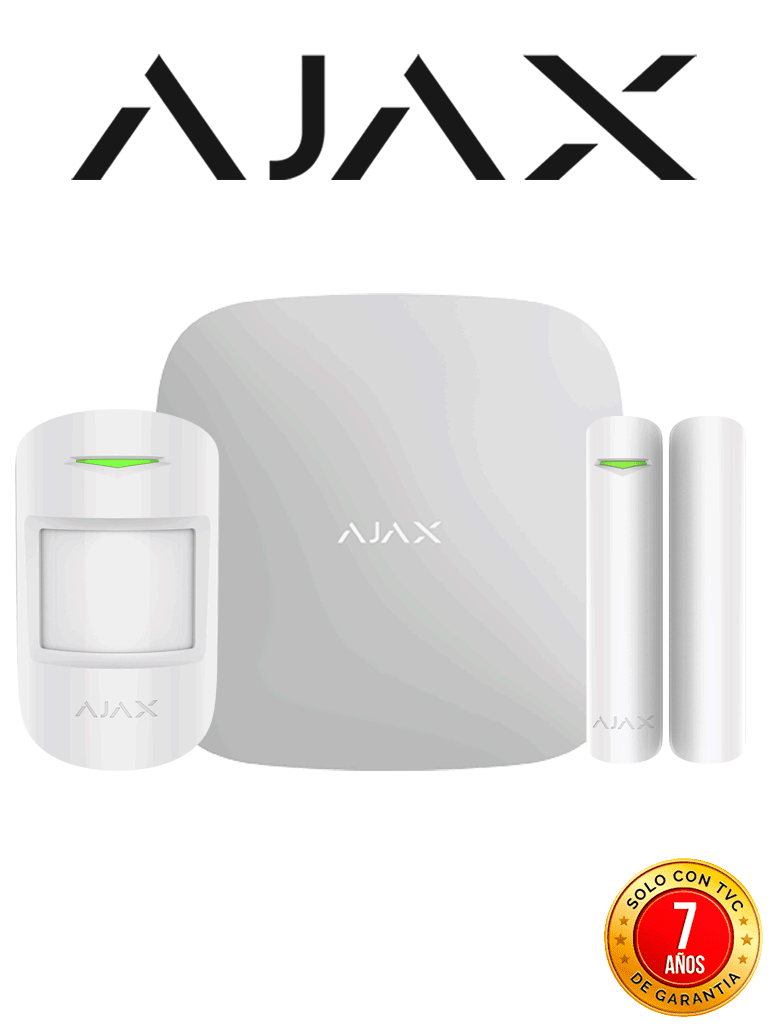Imagen de AJAX KIT STARTER - Panel de  alarma Hub2Plus conexión Ethernet / WiFi /  LTE APP “AJAX PRO” iOS y Android , 1 sensor de movimiento y 1 detector de puerta o ventana con entrada auxiliar en color blanco