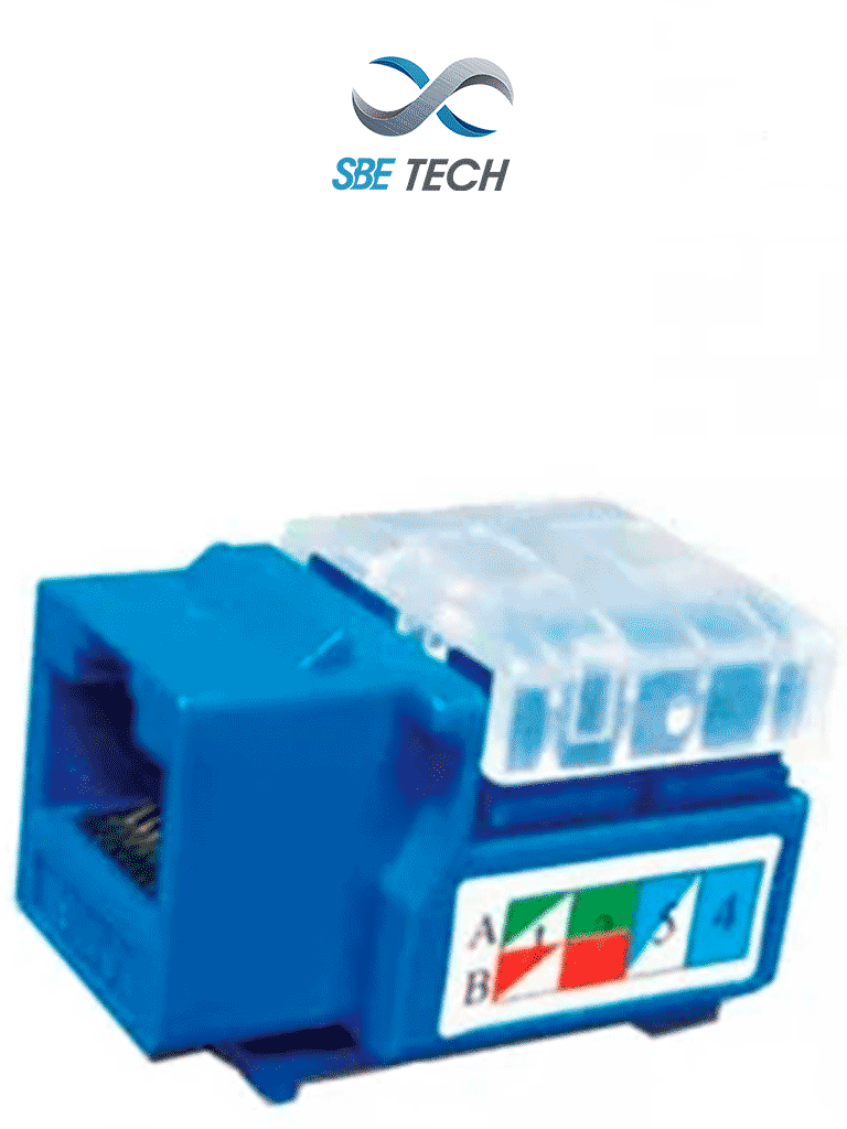 Imagen de SBETECH 2302BL- Módulo jack keystone RJ45, 8 hilos, CAT 5e, compatible con calibres AWG 22-26, color azul