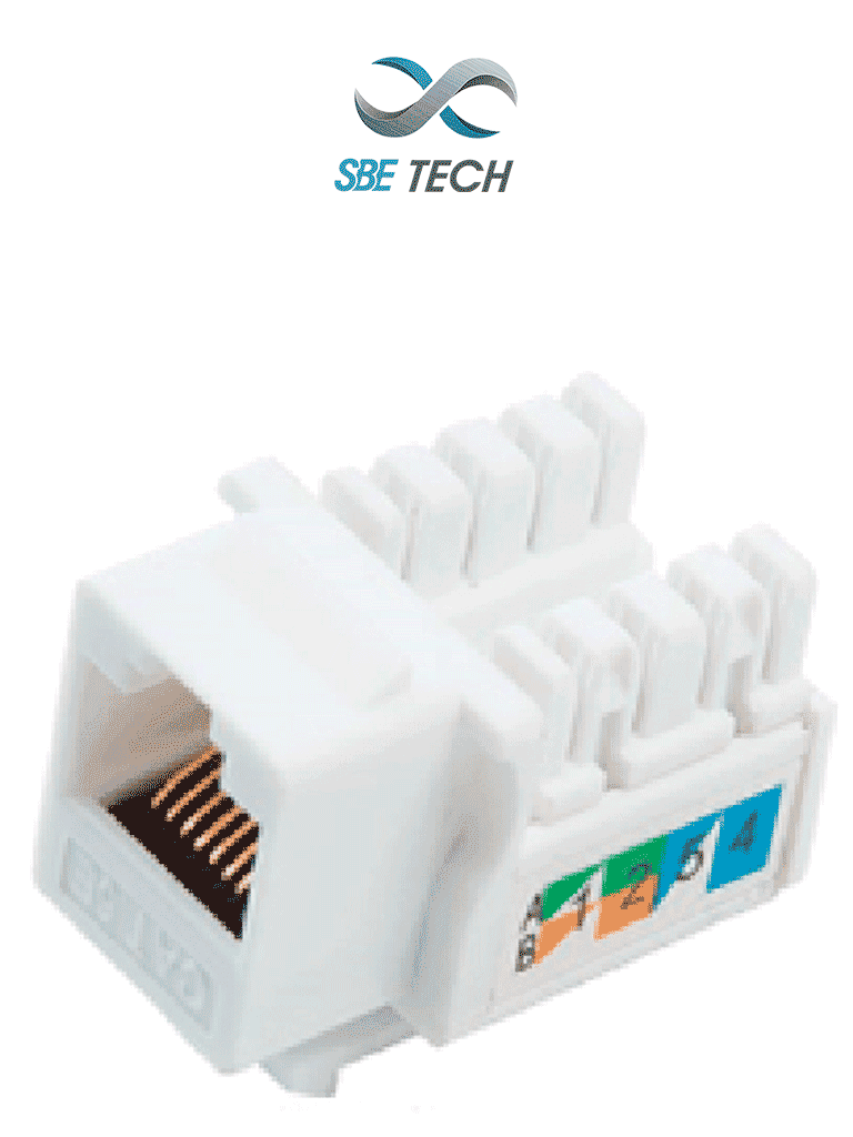 Imagen de SBETECH 2302WT- Módulo jack keystone RJ45, 8 hilos, CAT 5e, compatible con calibres AWG 22-26, color blanco