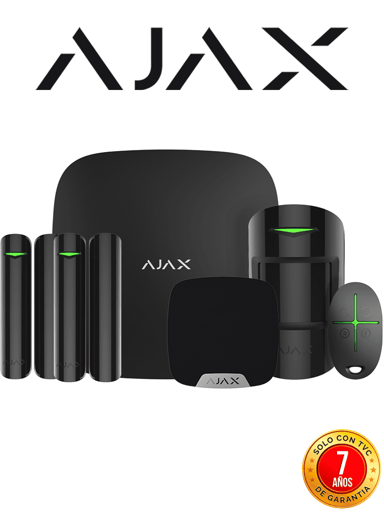Imagen de AJAX KIT RESIDENCIAL B- Panel de alarma Hub2Plus conexión Ethernet / WiFi / LTE, APP “AJAX PRO” iOS y Android , 1 sensor de movimiento, 2 detectores para puerta o ventana, 1 control remoto y una sirena interior inalámbrica Color Negro.
