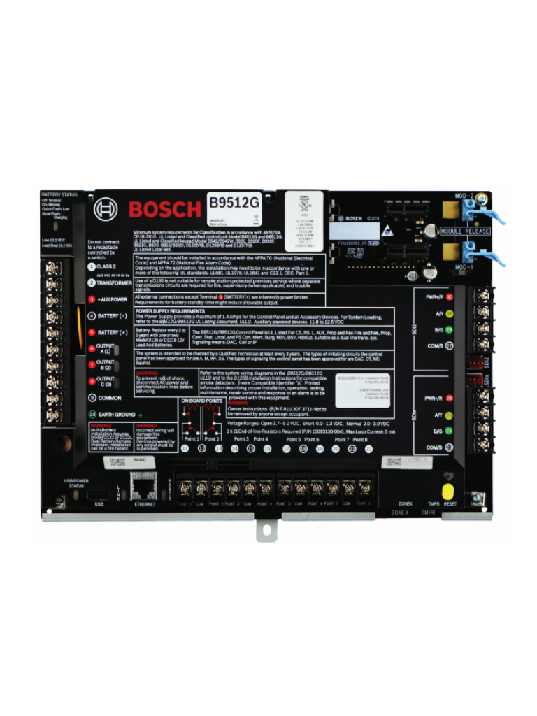 Imagen de BOSCH I_B9512G - Panel de alarma hasta 599 puntos / Hasta 32 areas / Hasta 32 lectoras de acceso / Hasta 16 camaras IP