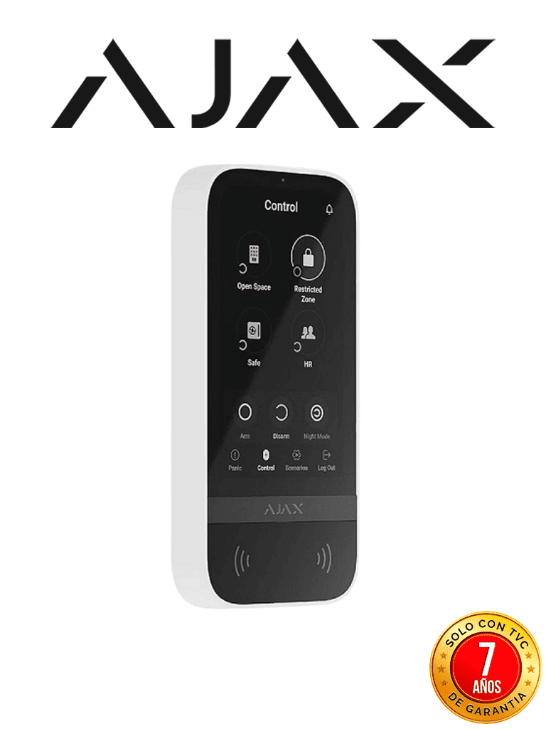 Imagen de Ajax KeyPad TouchScreen -Teclado inalámbrico con pantalla táctil para gestionar un sistema Ajax Color Blanco 81508.148.WH3