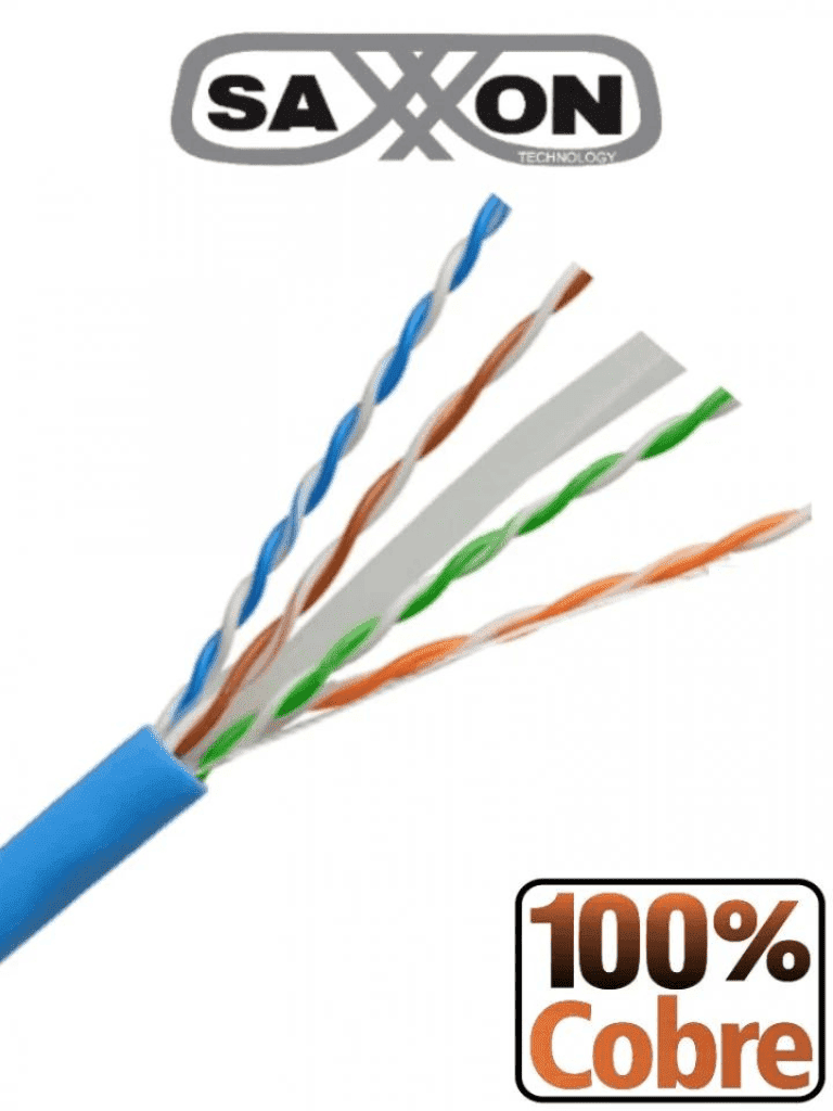 Imagen de SAXXON OUTP6COP305B - Cable UTP Cat6 100% cobre, 305 metros, bobinado REELEX, color azul para interior. Certificado ISO9001, UL 444, RoHS, ANSI/TIA/EIA. Ideal para redes de datos y video.