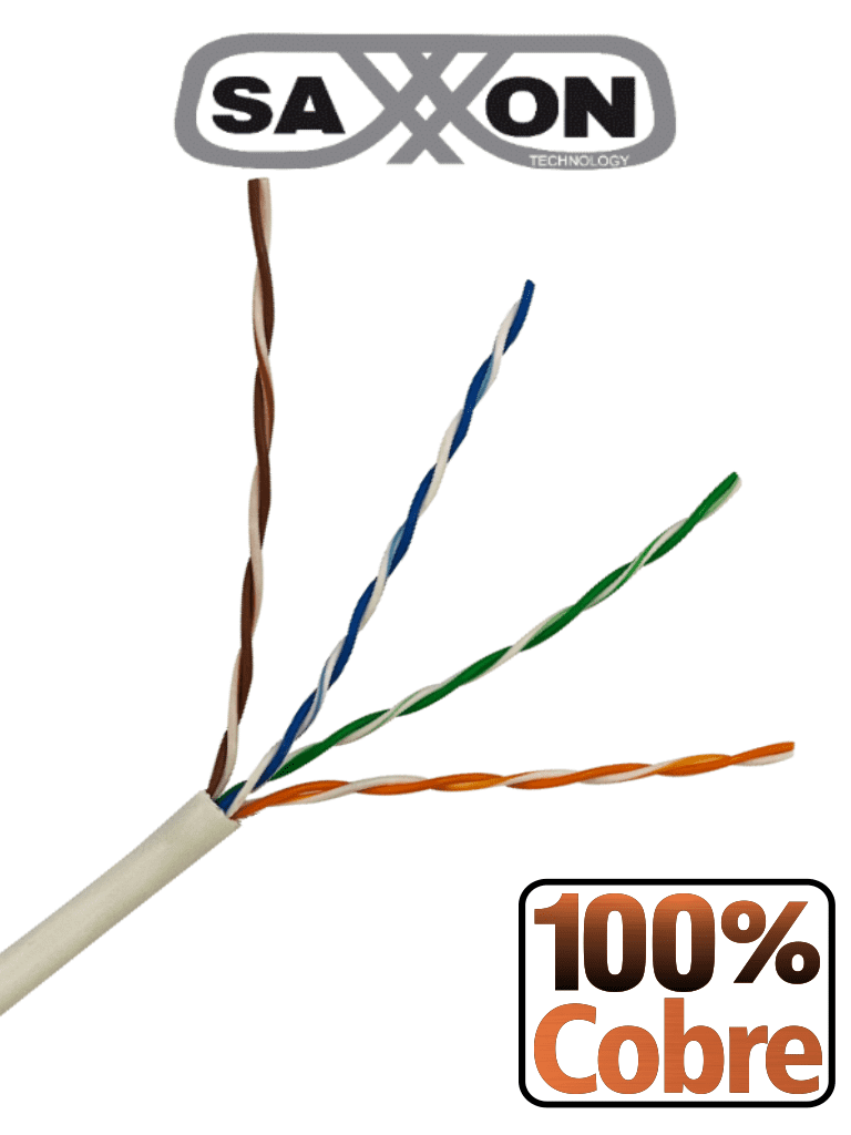 Imagen de SAXXON OUTP6COP305BC - Bobina de cable UTP Cat6 100% cobre, 305 metros, bobinado REELEX, color blanco, para uso interior, con 4 pares, soporta pruebas de rendimiento, certificaciones UL444, ISO9001 y RoHS.