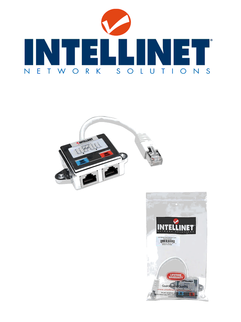 Imagen de INTELLINET 504195 - Distribuidor RJ45 modular Cat 5E / Comprar en pares / permite dividir en 2 puertos un cable Blindado Cat 5E/ Utilizado en pares (uno en cada extremo del lazo) (Sobre Pedido(