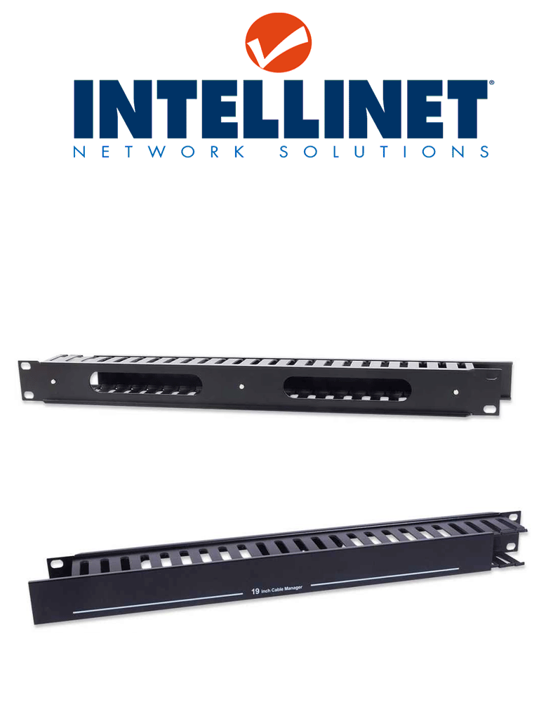 Imagen de INTELLINET 169950 - Organizador Horizontal 19", 1U, (Metal) / Color Negro / Para rack o gabinetes de 19" / 1U de alto (Sobre Pedido)