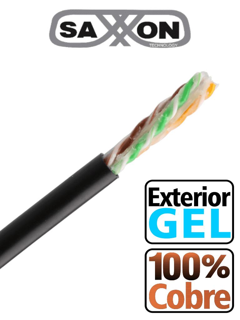 Imagen de SAXXON OUTPCAT6GCOPEXT- Bobina de Cable UTP Cat6 100% Cobre con Gel/ 305 Metros/ Uso Exterior/ Color Negro/ Cumple con Estandares: ISO/ IEC 11801 Ed2; EIA/ TIA568/ Ideal para Cableado de Redes y Video/