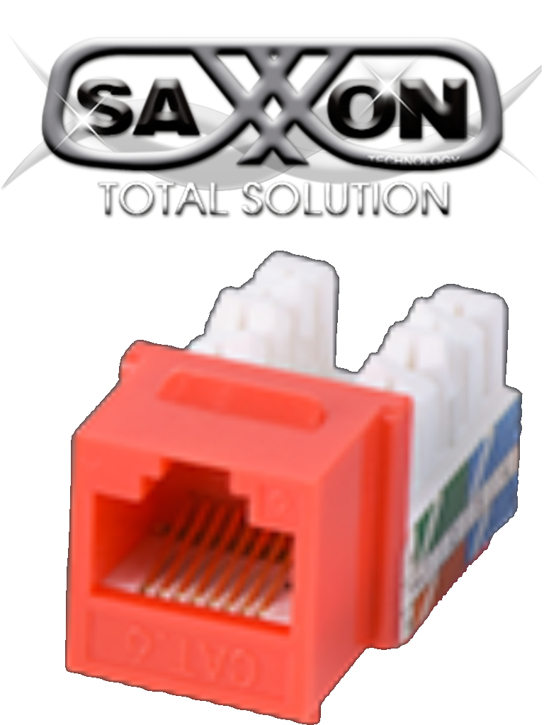 Imagen de SAXXON M2656R - Modulo jack keystone RJ45 / 8 Hilos / CAT 6 / Compatible con calibres  AWG 22-26 / Color rojo