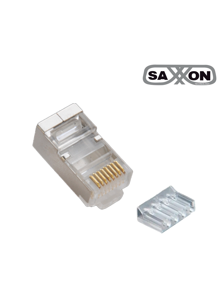 Imagen de SAXXON S901E - Conector plug RJ45 para cable UTP con guía / CAT 6 / Blindado / Paquete 100 piezas