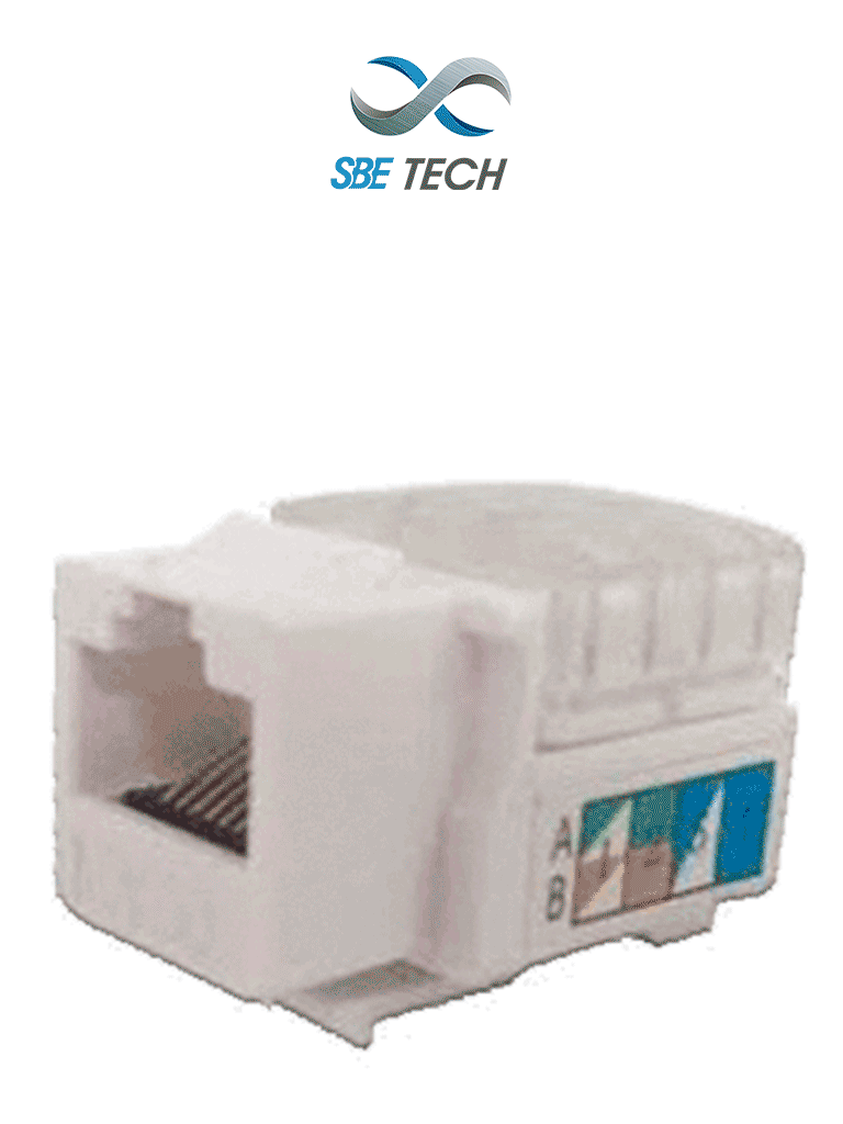 Imagen de SBETECH JACKC6WT- Módulo jack keystone RJ45, 8 hilos, CAT 6, compatible con calibres AWG 22-26, color blanco