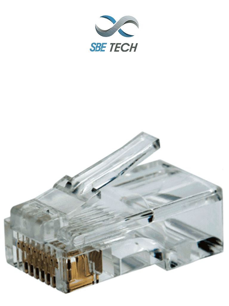 Imagen de SBETECH PLUGRJ45C6 - Conector plug RJ45 para cable UTP CAT 6 con recubrimiento de oro de 50 micras, paquete de 50 piezas