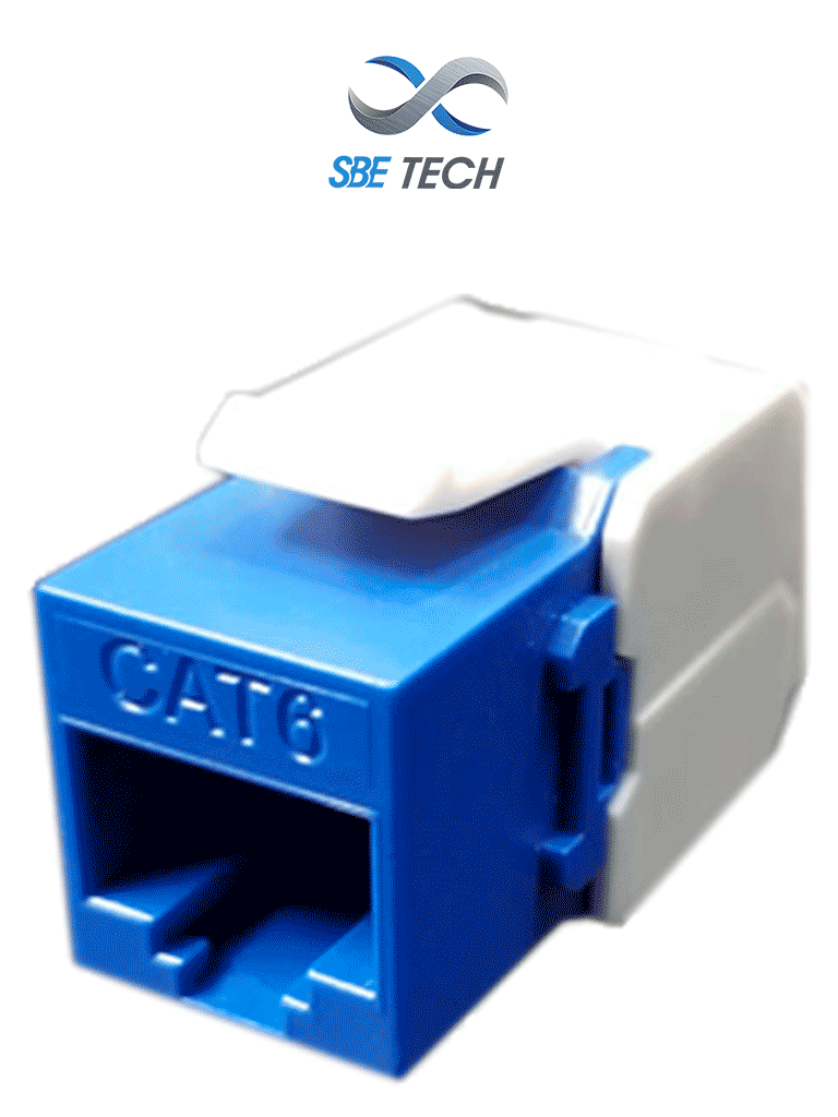 Imagen de SBETECH JACKC6BL- Módulo jack keystone RJ45, 8 hilos, CAT 6, compatible con calibres AWG 22-26, color azul