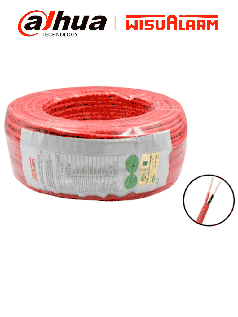 Imagen de DAHUA 2X16AWG-U- Bobina de 305 metros de cable sin blindaje para alarma de Incendio, Listado por UL, Revestimiento de PVC UL105 °C de alta resistencia al fuego, Fabricado con aislamiento de cloruro de polivinilo UL105 °C altamente ignífugo