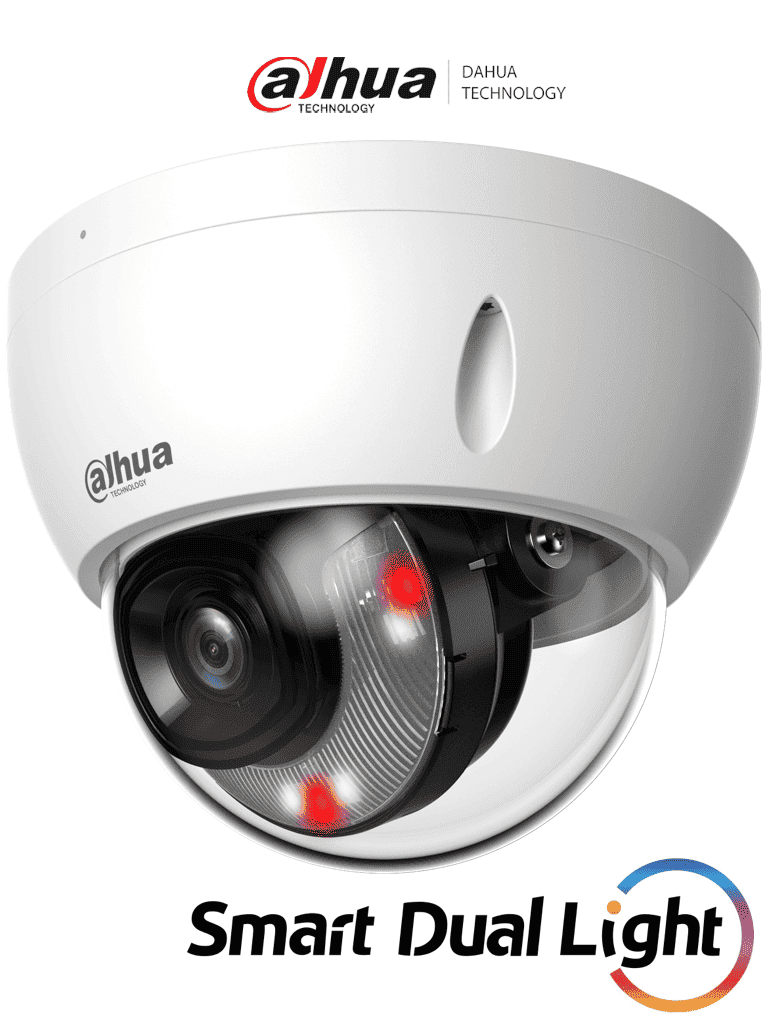 Imagen de DAHUA IPC-HDBW2449E-S-IL- Camara IP  domo 4 megapíxeles/ 2.8mm/ 101°/ Dual light 30  metros/ WizSense/ Protección Perimetral/ SMD Plus/ Ranura para Micro SD/ PoE/ IP67/ IK10