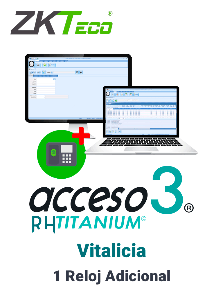 Imagen de ZKACCESO TITANIUMTADD - Licencia para 1 reloj checador adicional / Vitalicia