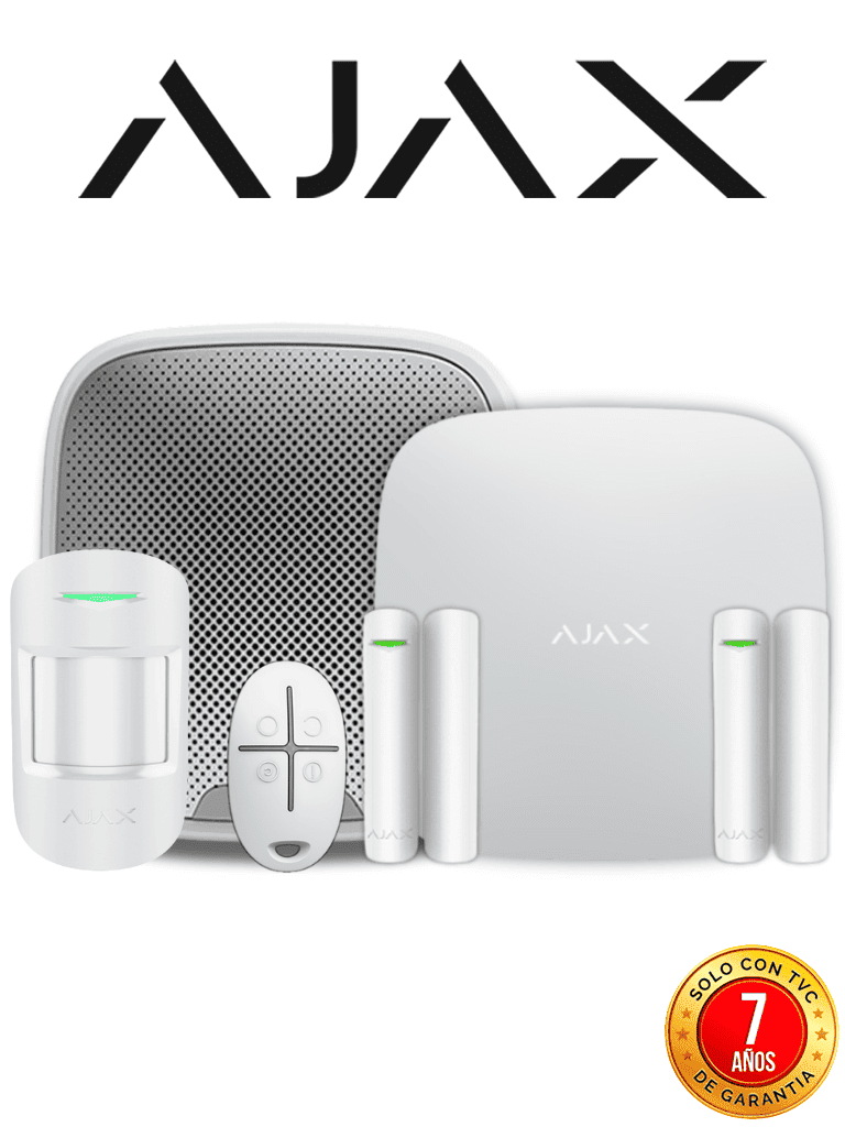 Imagen de AJAX KIT RESIDENCIAL PLUS EXT- 1 Hub2Plus conexión Ethernet/WiFi/LTE color Blanco/APP “AJAX PRO” iOS y Android, 1 sensor de movimiento, 2 detectores para puerta o ventana, 1 control remoto y 1 sirena EXTERIOR inalámbrica