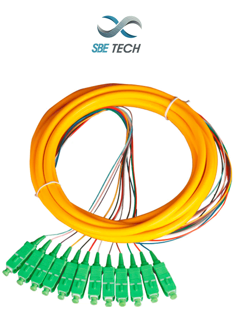 Imagen de SBETECH SBE-PIGSCAPC2MSM12P - Pigtail SC/APC monomodo 9/125 simplex, de 2 metros, en paquete de 12 unidades