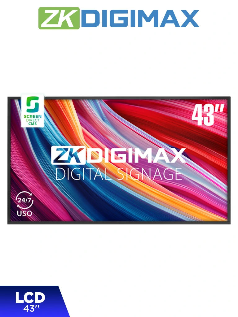 Imagen de ZKDIGIMAX DG03A1W43 – Pantalla LCD Profesional 43", resolución 4K UHD, Android 9, 500 nits, Reproducción Inalámbrica, Videowall 5x5, Uso 24/7