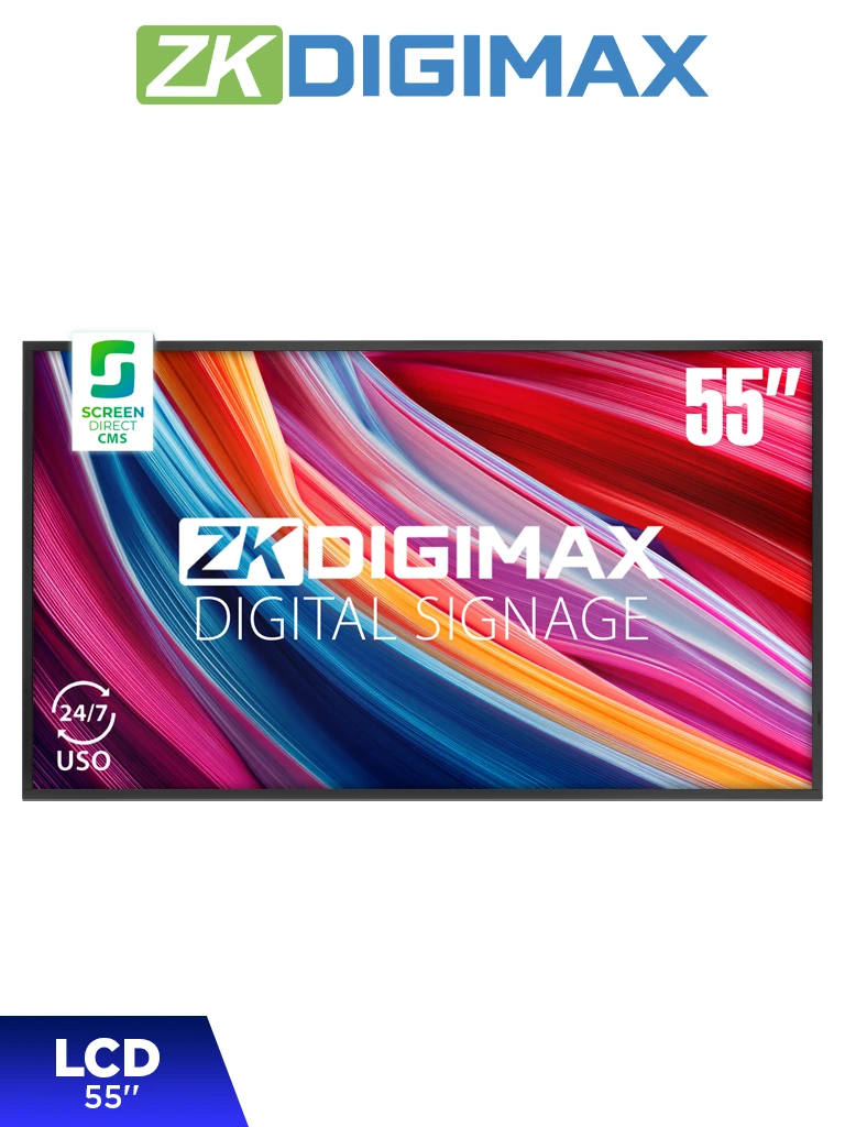 Imagen de ZKDIGIMAX DG03A1W55 - Pantalla LCD Profesional 55", resolución 4K UHD, Android 9, 500 nits, Reproducción Inalámbrica, Videowall 5x5, Uso 24/7